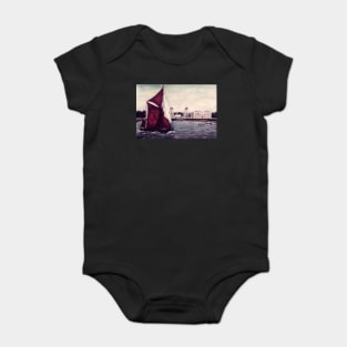 THAMES SAILING BARGE MAY, SAILING PAST GREENWICH NAVAL COLLEGE LONDON Baby Bodysuit